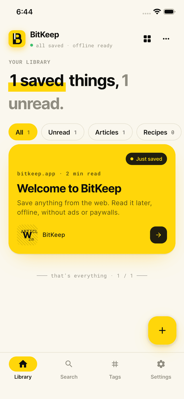 BitKeep library screen